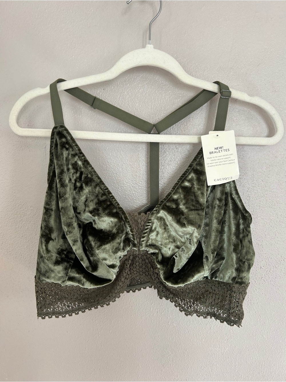 Cacique Olive Velvet Lace Bralette